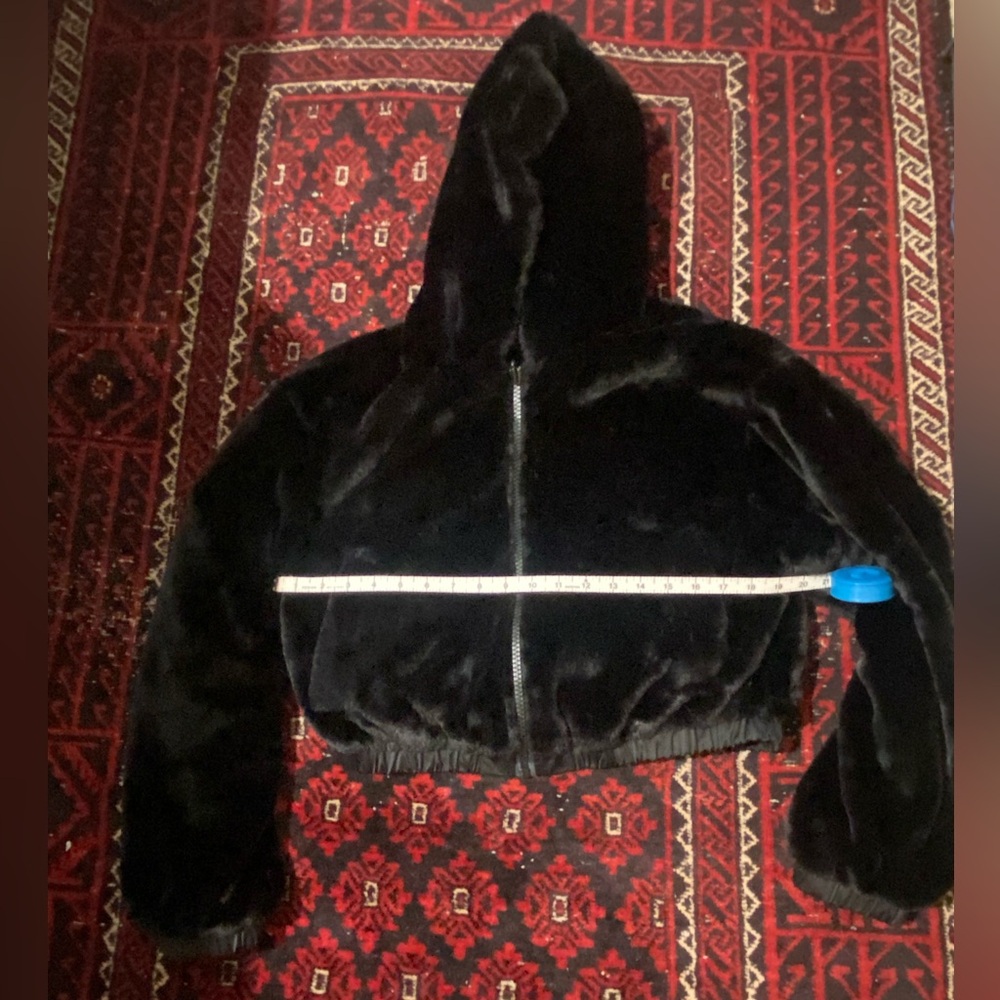 Faux fur crop top hoodie